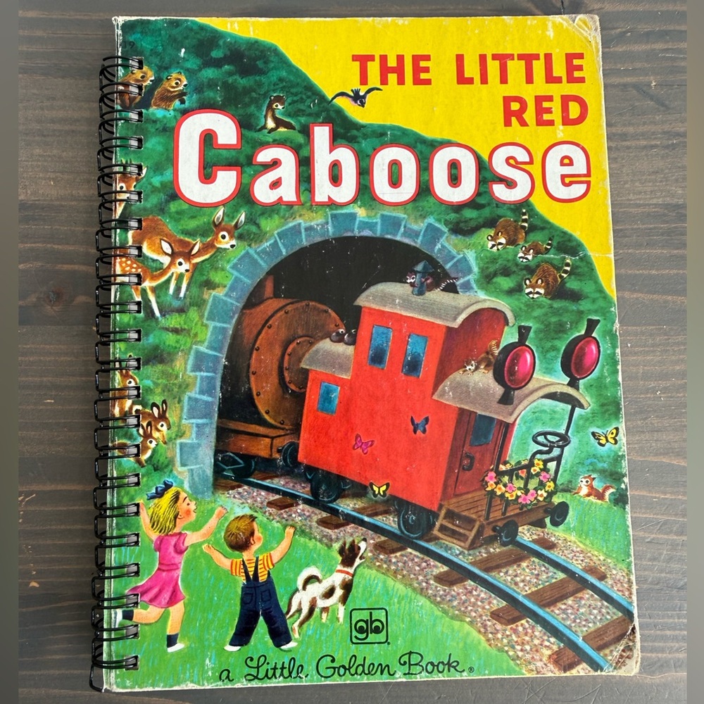 Spiral note book made out of a vintage Little Golden book 🚂